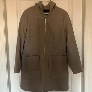 London Fog wool coat with hood. light brown